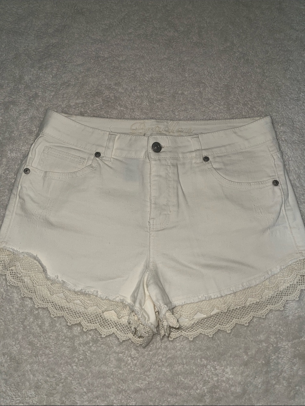 dELiA*s White Denim Shorts with Lace Trim